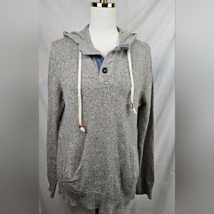 H&M Mens L.O.G.G. Cardigan 100 % Cotton Hoddie Sweater Med Gray Preppy‎ Academia